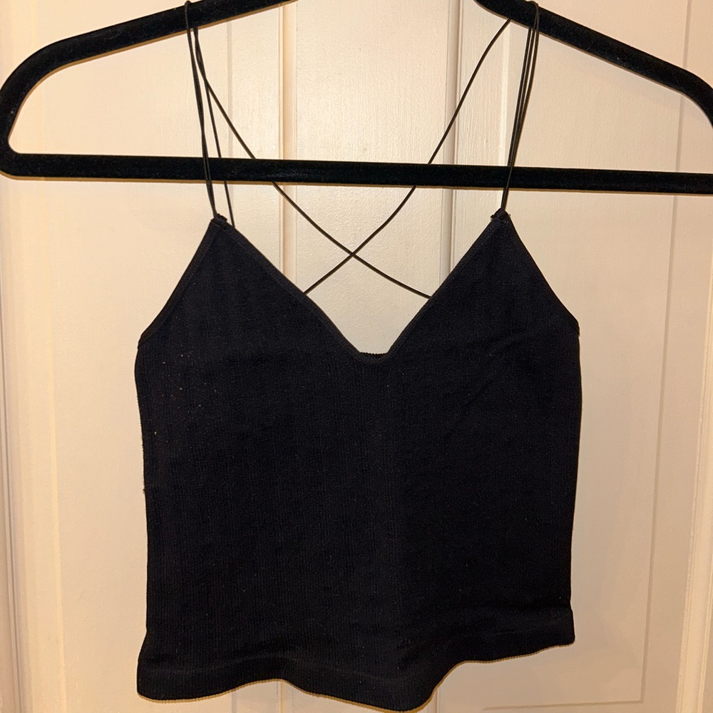 Black Criss Cross Back Tank Top